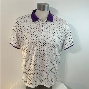 Attack Life Men’s Polo – Size XXL Purple and White Patterned